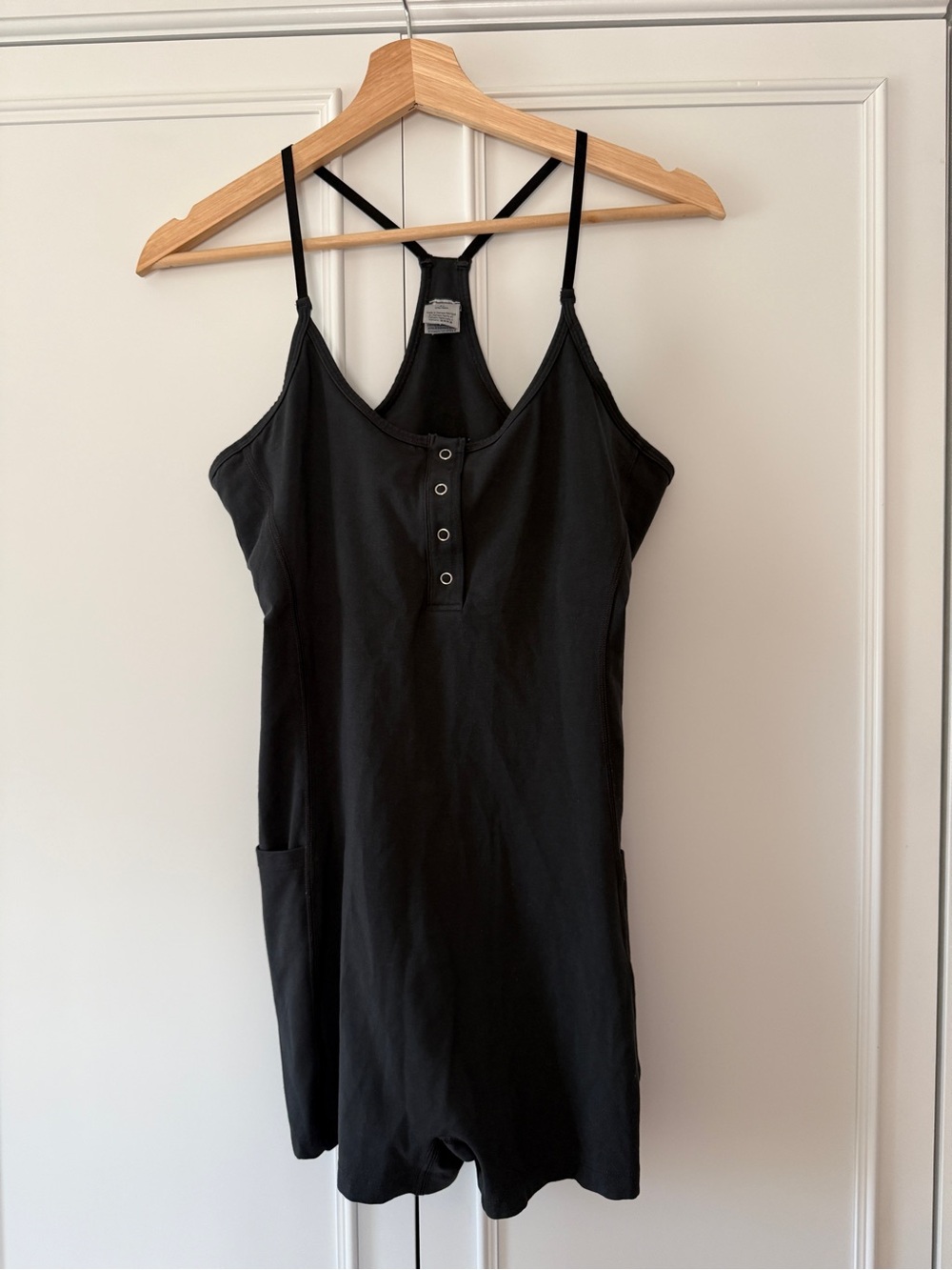 PINK Victoria's Secret Black Sleeveless Racerback Camisole Romper